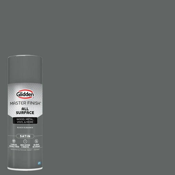 Glidden Master Finish 12 oz. Satin Black Elegance Interior/Exterior All Surface Spray Paint and Primer