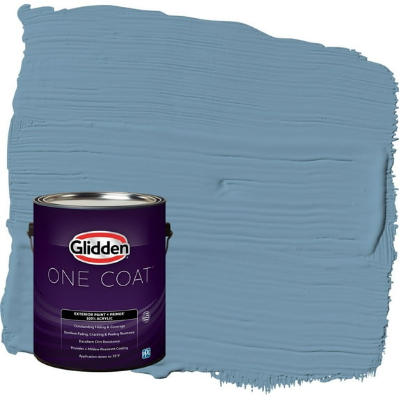 Glidden One Coat American Anthem / Blue Semi-Gloss Exterior Paint with Primer, 1 Gallon