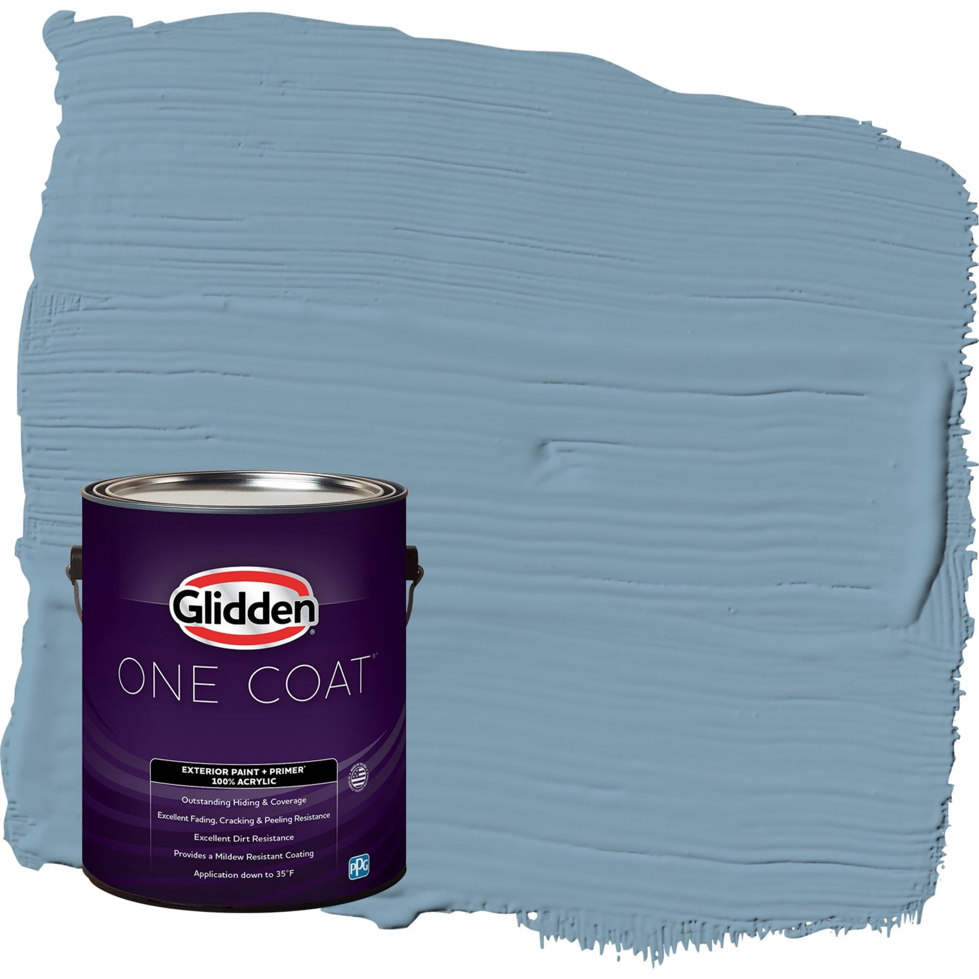 Glidden One Coat Americana / Blue Semi-Gloss Exterior Paint with Primer, 1 Gallon