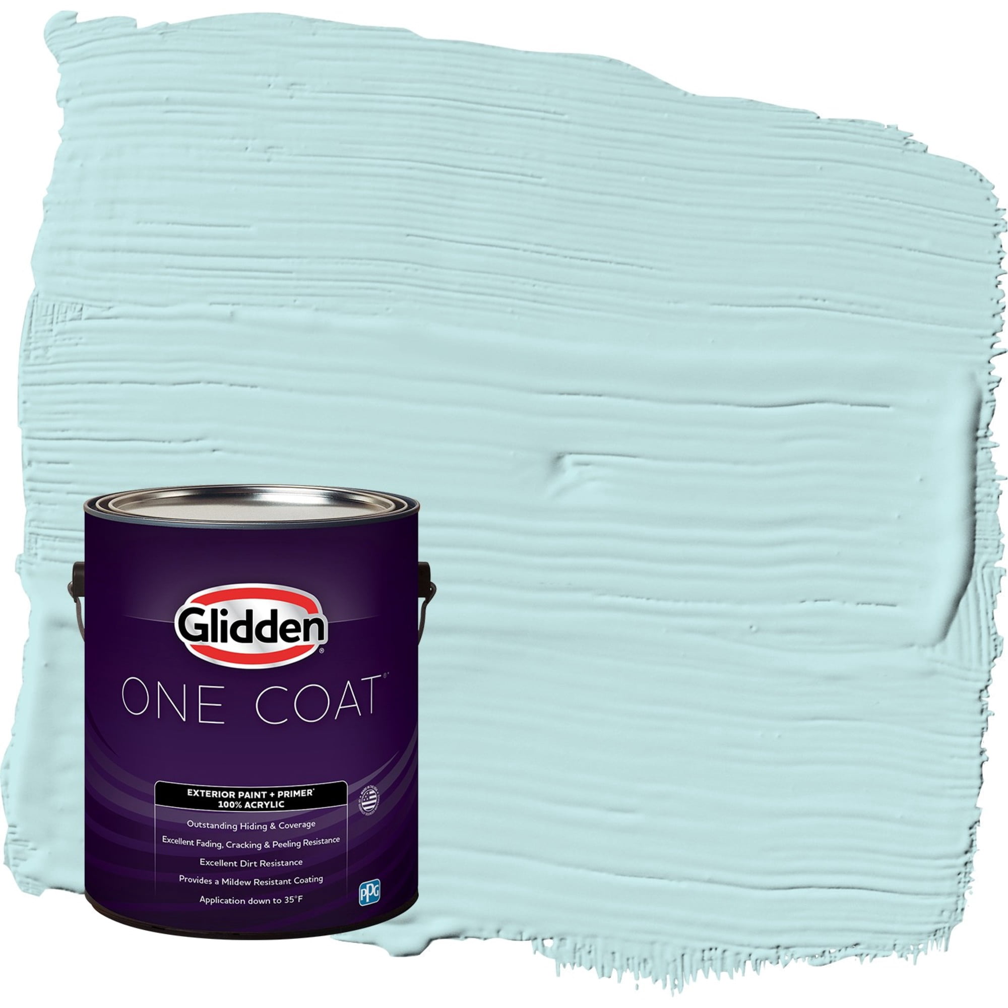 Glidden One Coat Aqua Whisper / Blue Semi-Gloss Exterior Paint with Primer, 1 Gallon