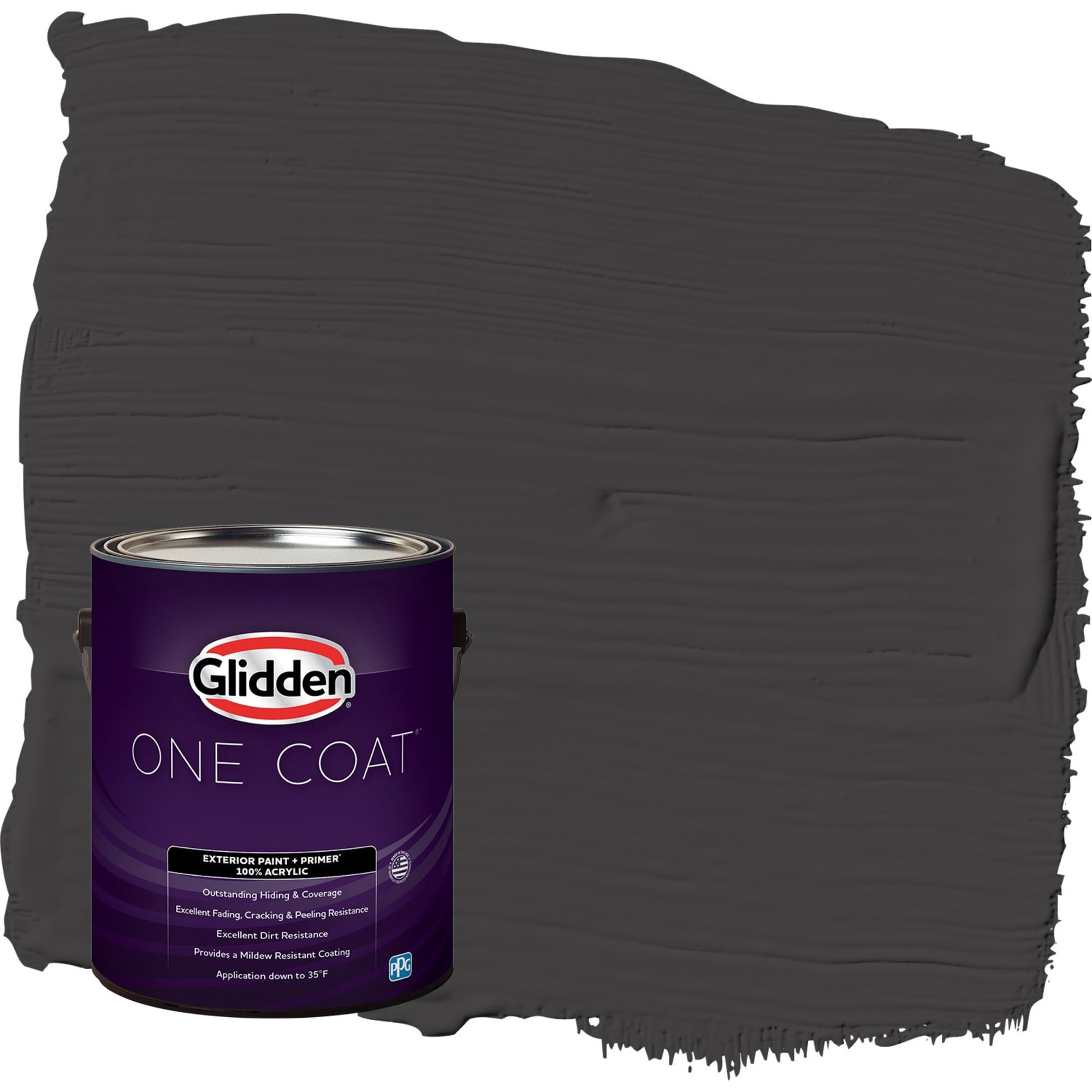 Glidden One Coat Black Magic / Black Semi-Gloss Exterior Paint with Primer, 1 Gallon