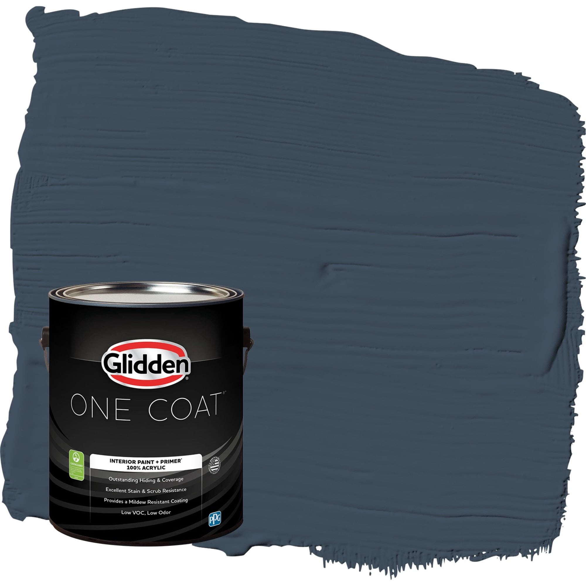 Glidden One Coat Cavalry / Navy Blue Semi-Gloss Interior Paint with Primer, 1 Gallon