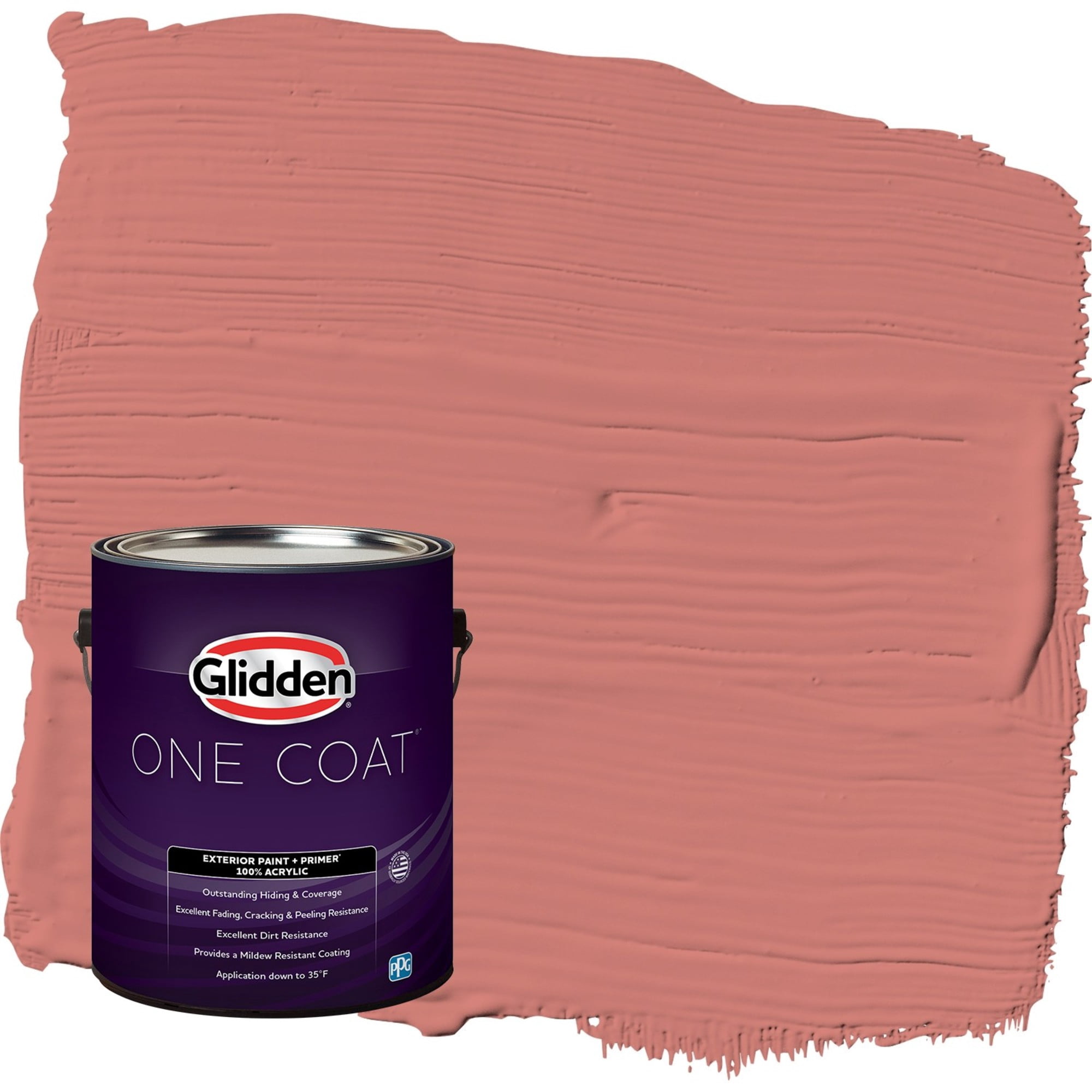 Glidden One Coat Chili Pepper / Red Semi-Gloss Exterior Paint with Primer, 1 Gallon