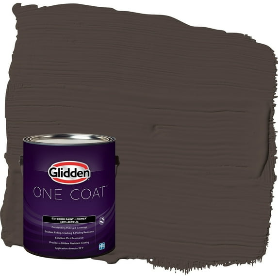 Glidden One Coat Dark Granite / Brown Semi-Gloss Exterior Paint with Primer, 1 Gallon