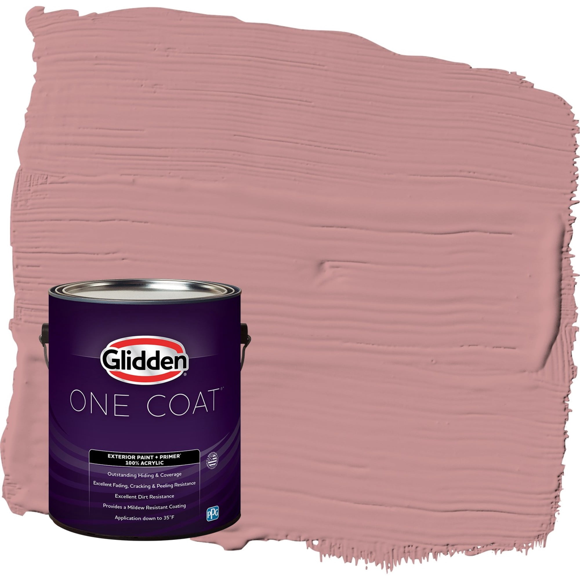 Glidden One Coat Floral Tapestry / Pink Semi-Gloss Exterior Paint with Primer, 1 Gallon