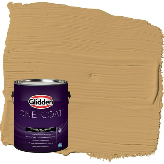 Glidden One Coat Good Life / Yellow Semi-Gloss Exterior Paint with Primer, 1 Gallon