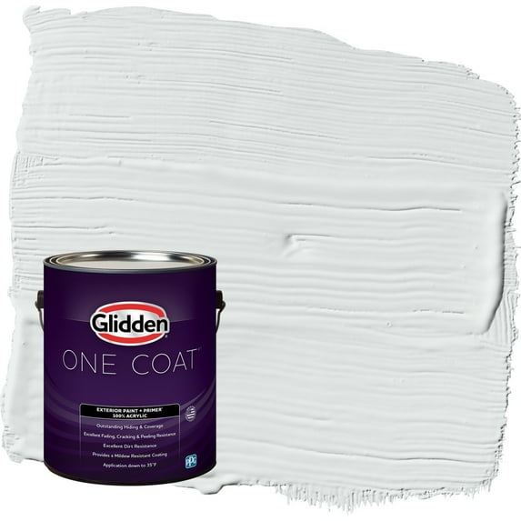 Glidden One Coat Gray Glimpse / Grey Semi-Gloss Exterior Paint with Primer, 1 Gallon