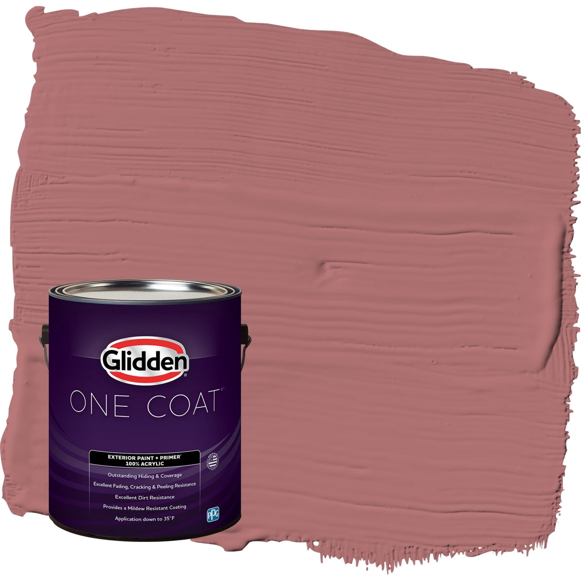 Glidden One Coat Horizon Glow / Red Semi-Gloss Exterior Paint with Primer, 1 Gallon