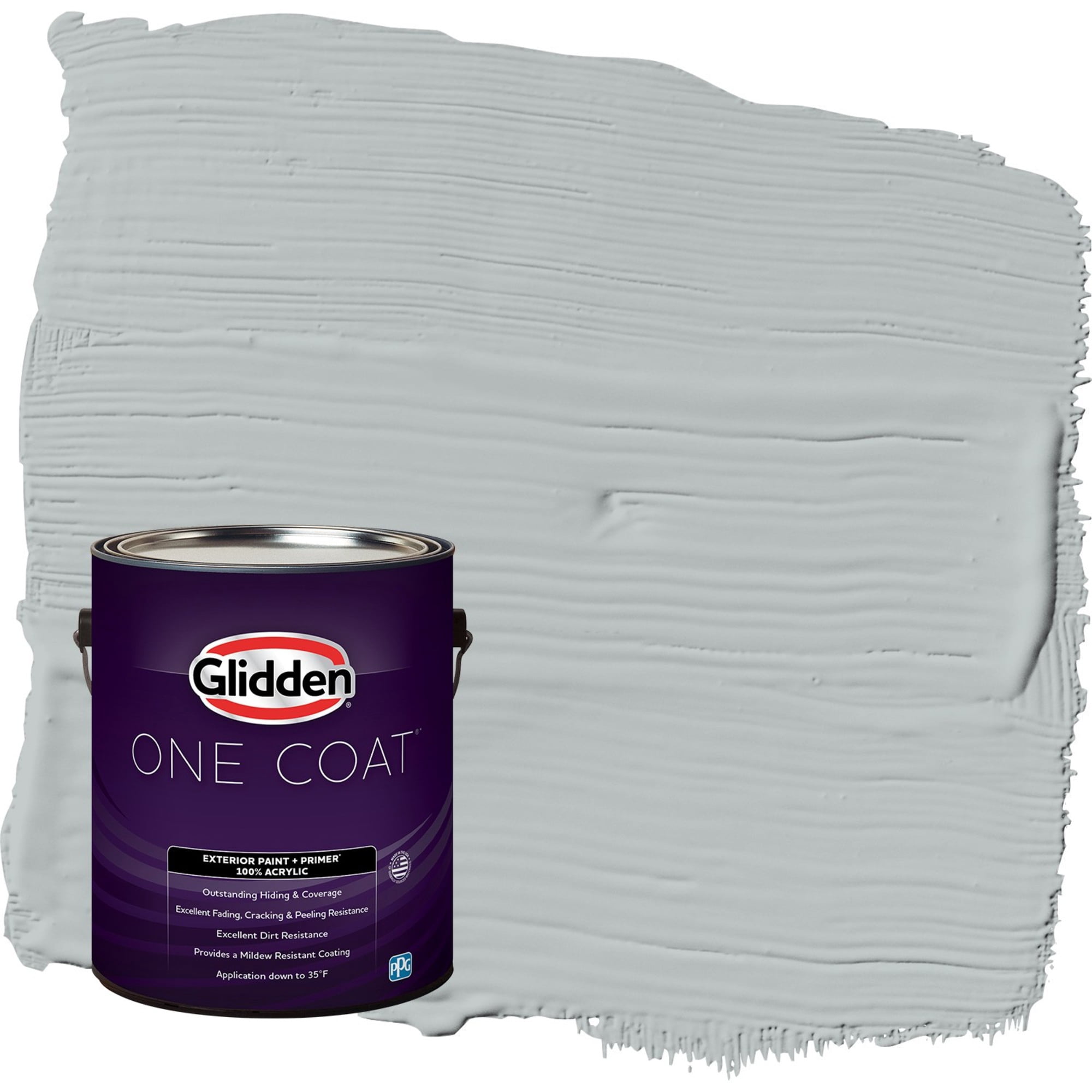 Glidden One Coat Maiden Mist / Gray Semi-Gloss Exterior Paint with Primer, 1 Gallon