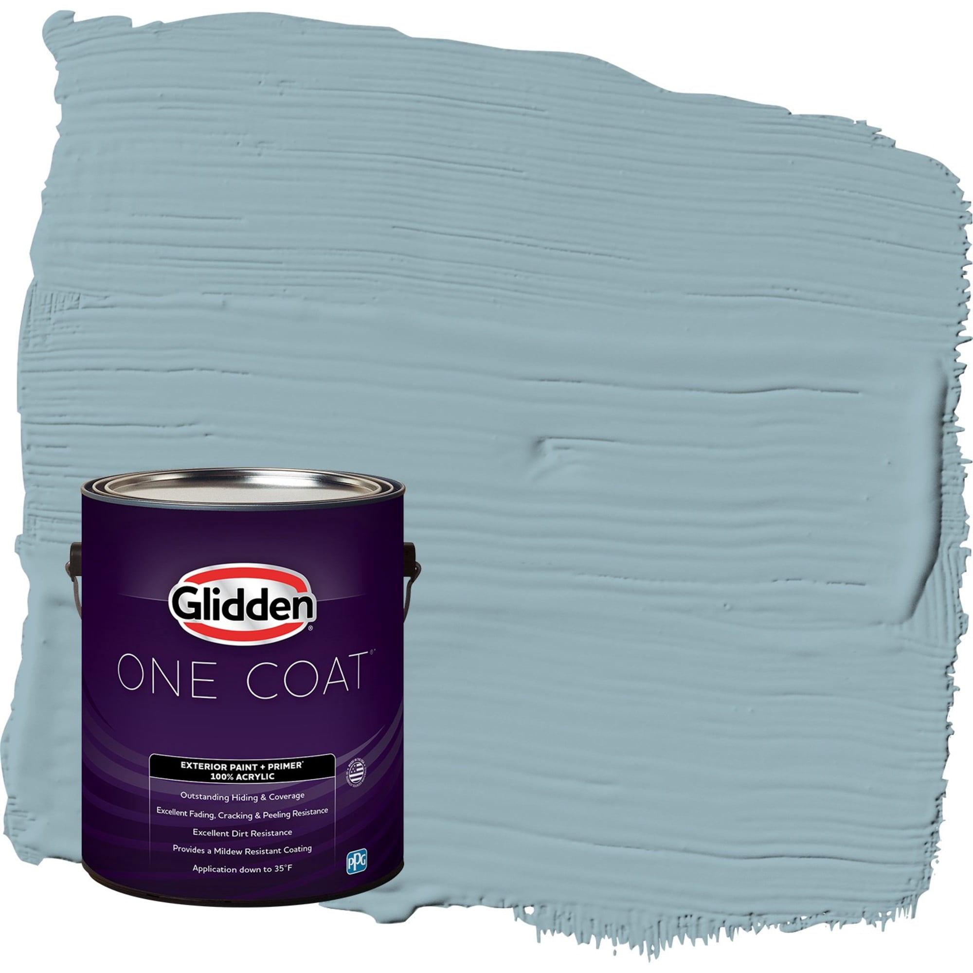 Glidden One Coat Mountain Stream / Blue Semi-Gloss Exterior Paint with Primer, 1 Gallon