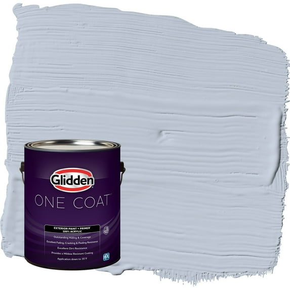 Glidden One Coat Northern Exposure / Blue Semi-Gloss Exterior Paint with Primer, 1 Gallon