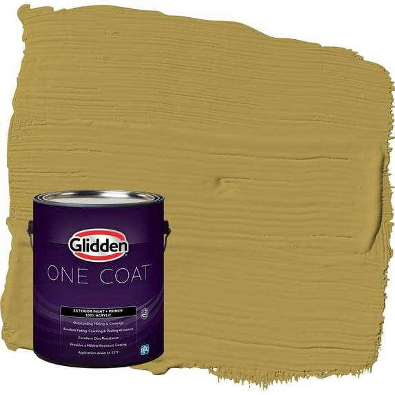 Glidden One Coat Obsession / Yellow Semi-Gloss Exterior Paint with Primer, 1 Gallon