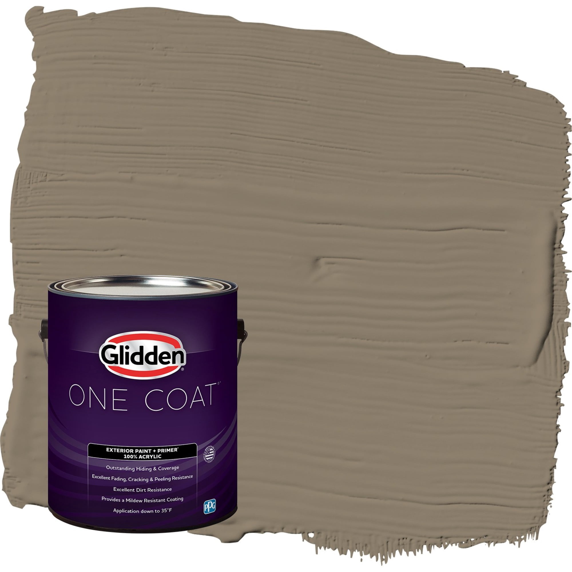 Glidden One Coat Patches / Gray Semi-Gloss Exterior Paint with Primer, 1 Gallon