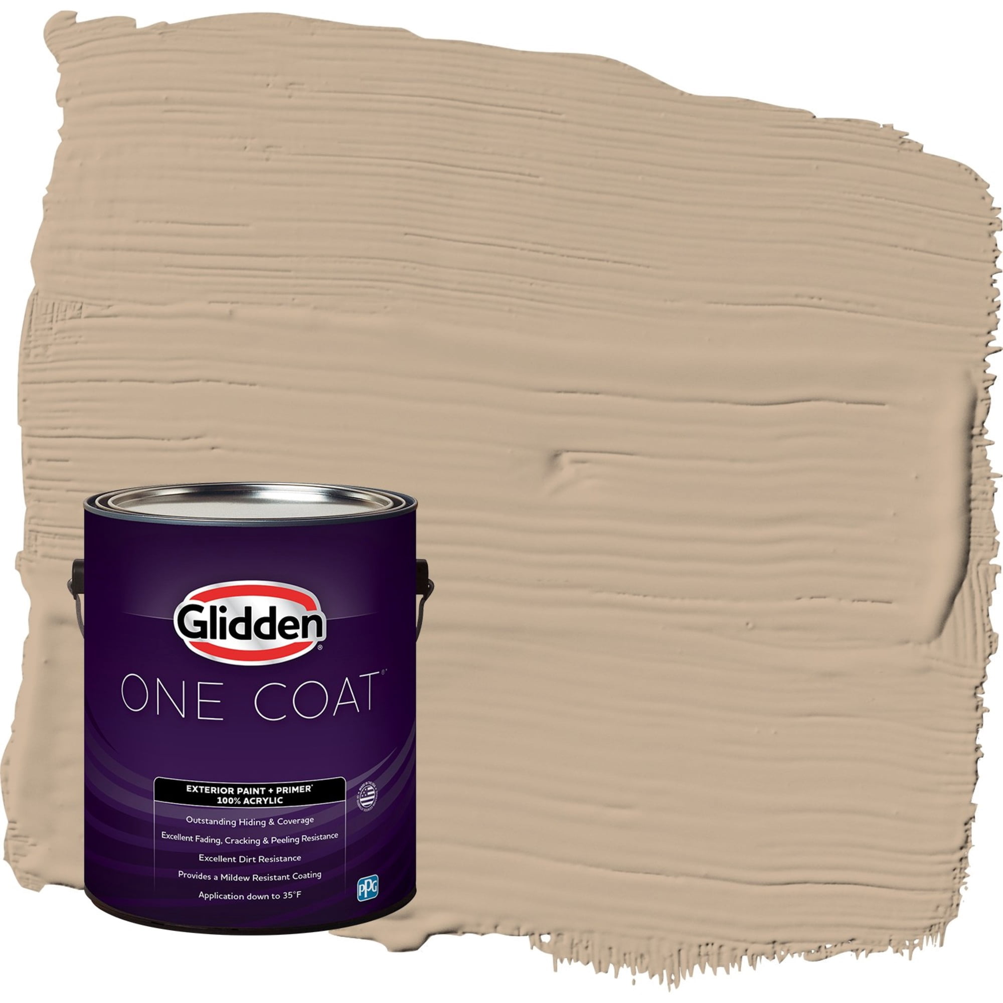 Glidden One Coat Persuasion / Beige Semi-Gloss Exterior Paint with Primer, 1 Gallon