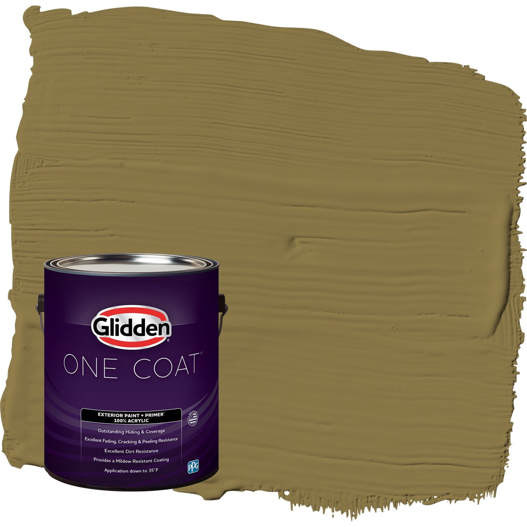 Glidden One Coat Pickled Okra / Green Semi-Gloss Exterior Paint with Primer, 1 Gallon