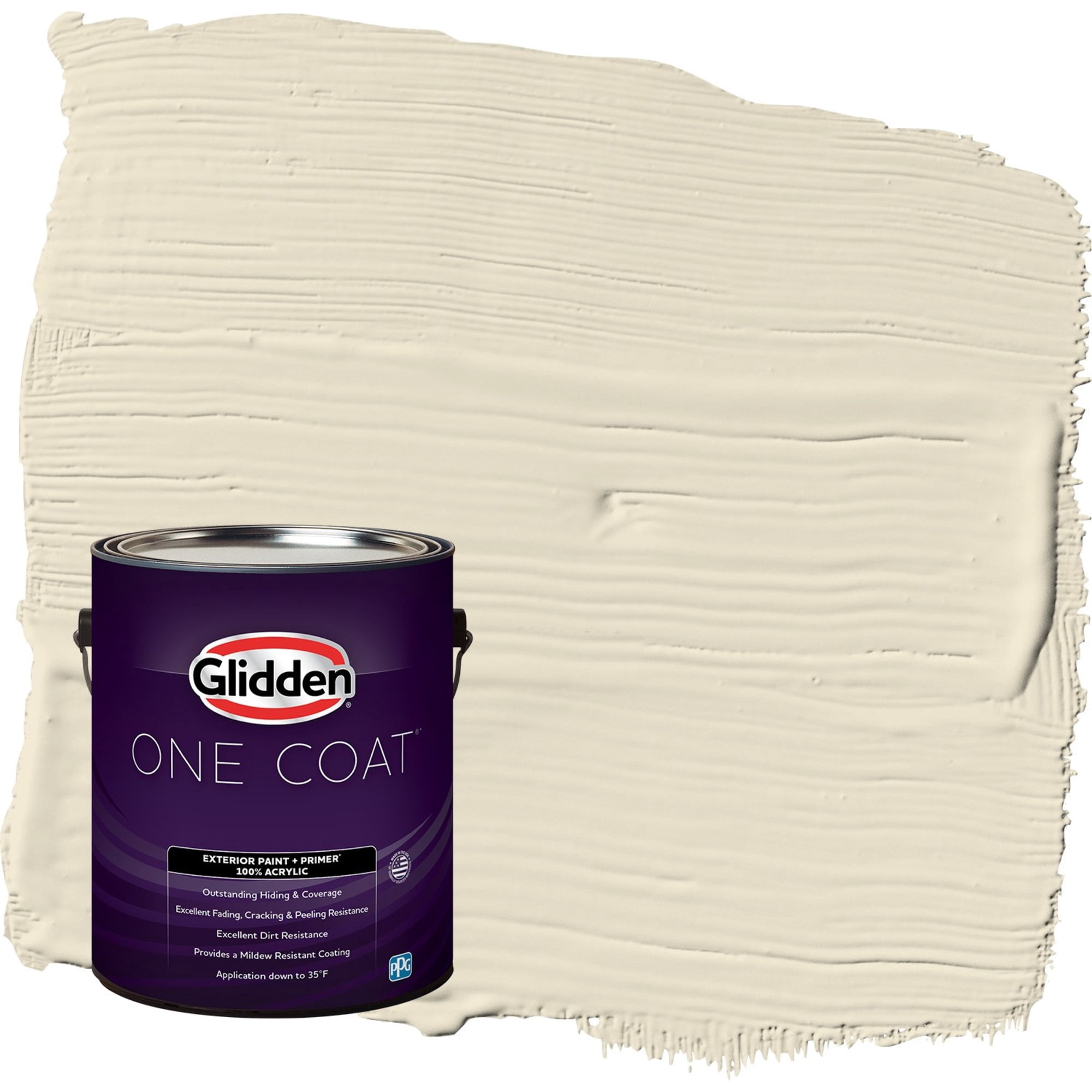 Glidden One Coat Sugar Cookie / Off-White Semi-Gloss Exterior Paint with Primer, 1 Gallon