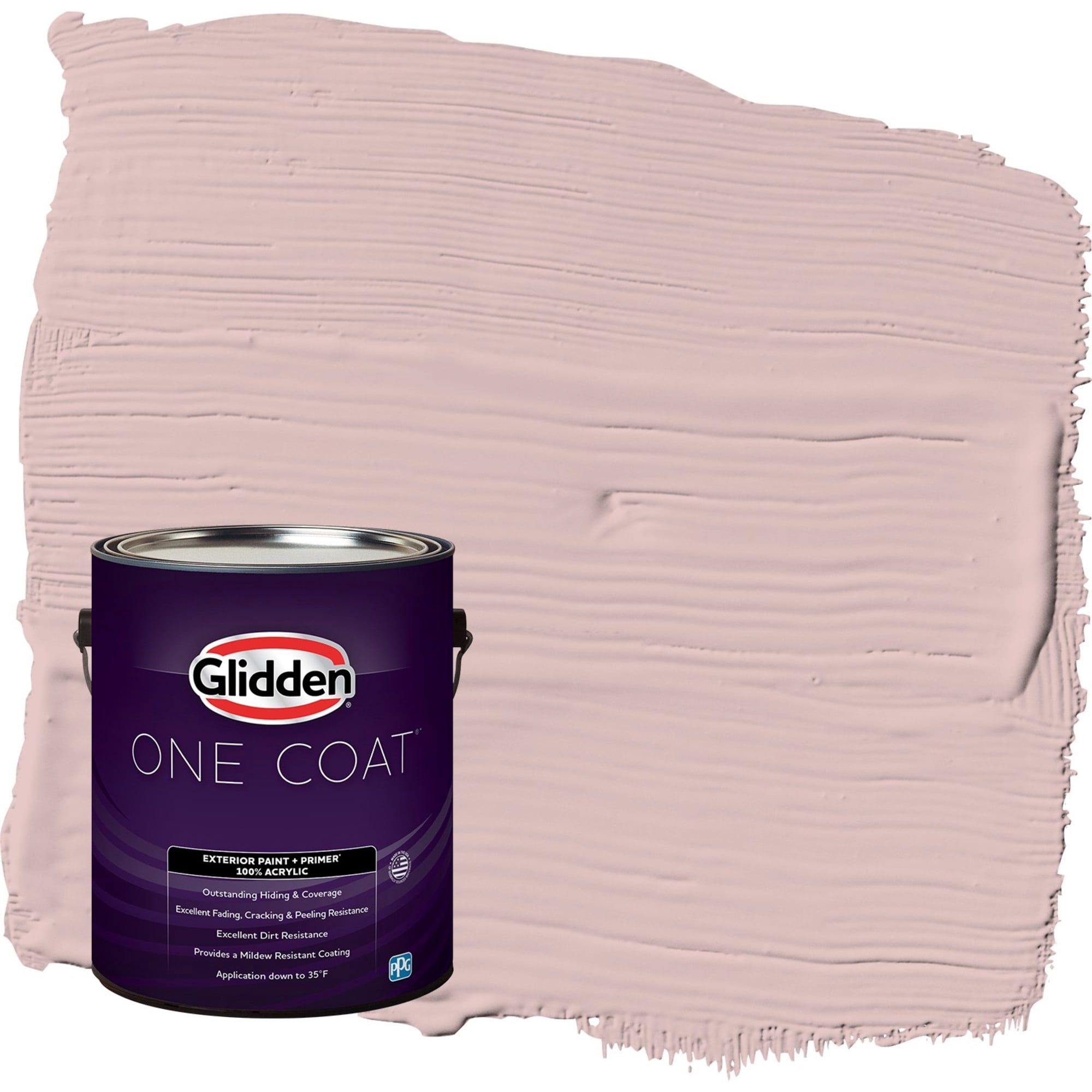 Glidden One Coat Tea Time / Pink Semi-Gloss Exterior Paint with Primer, 1 Gallon
