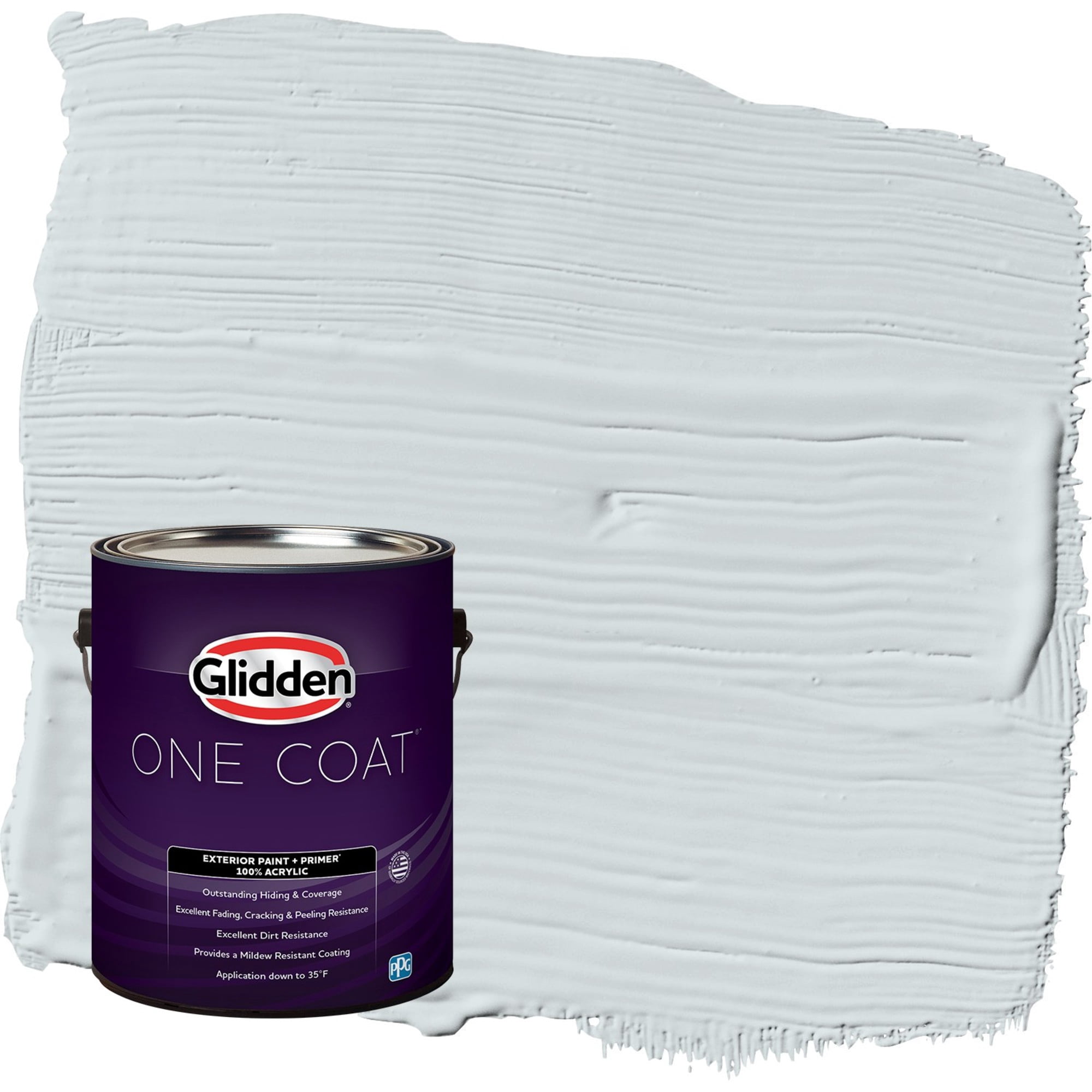 Glidden One Coat Tinsel / Gray Semi-Gloss Exterior Paint with Primer, 1 Gallon