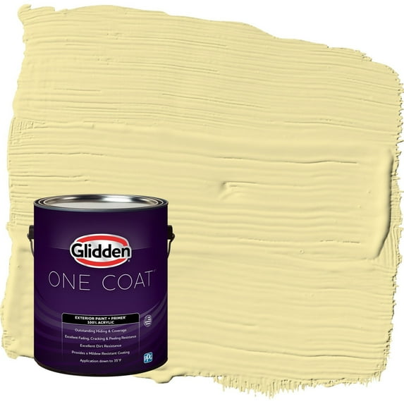 Glidden One Coat Turning Oakleaf / Yellow Semi-Gloss Exterior Paint with Primer, 1 Gallon
