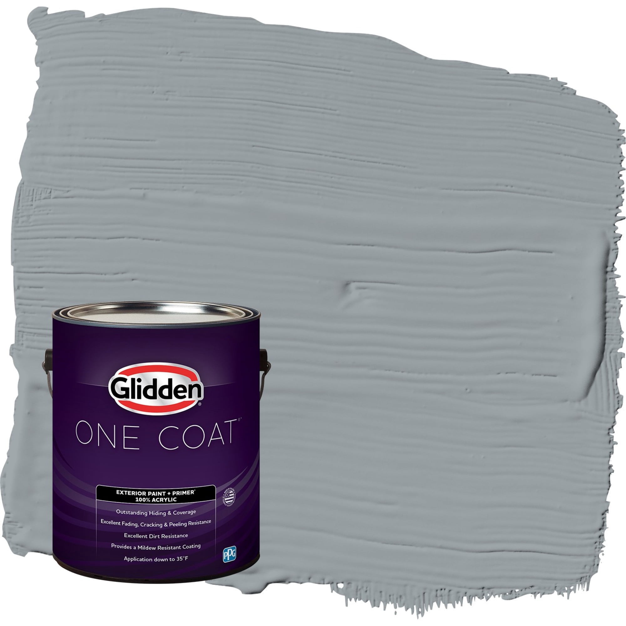 Glidden One Coat UFO / Gray Semi-Gloss Exterior Paint with Primer, 1 Gallon