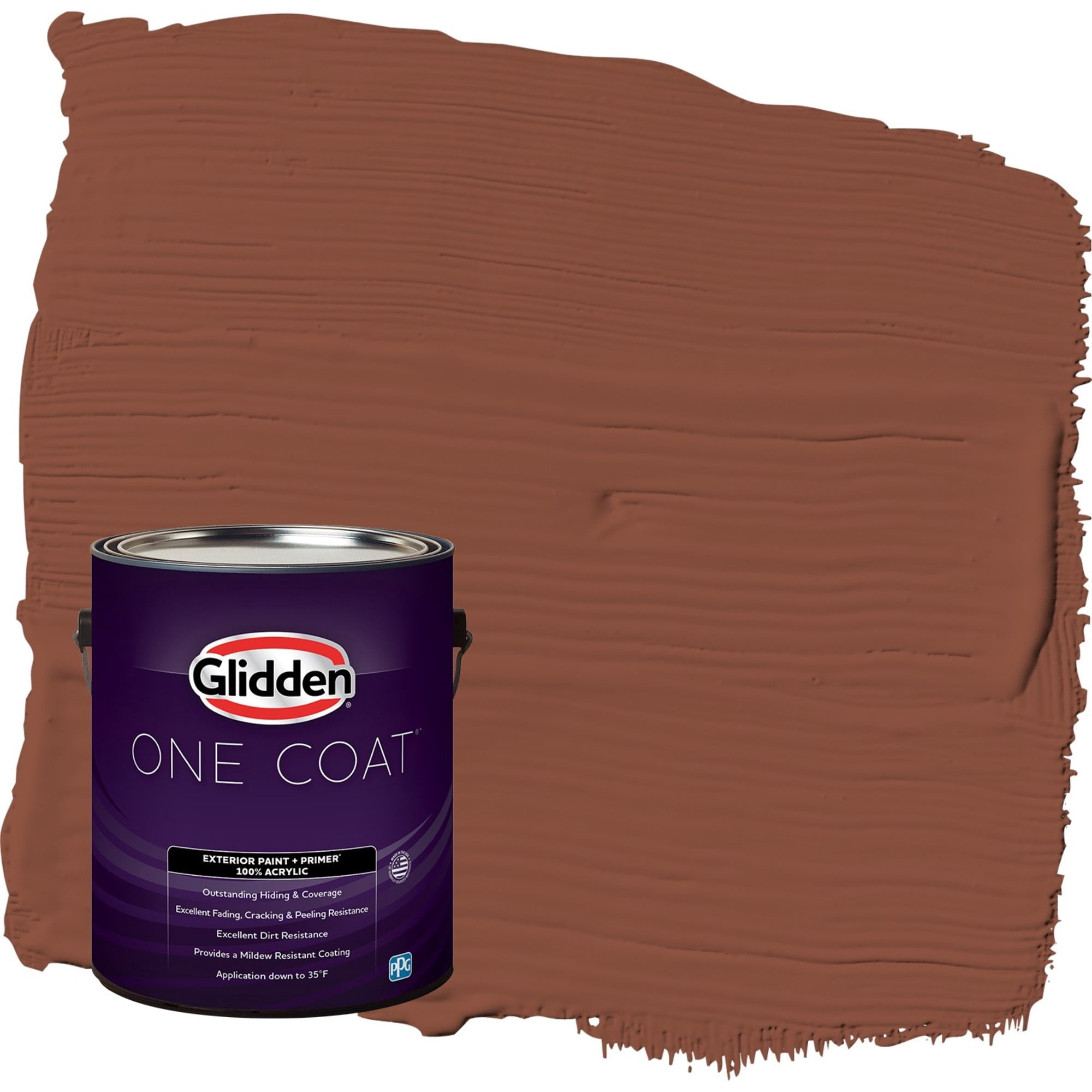 Glidden One Coat Warm Wassail / Orange Semi-Gloss Exterior Paint with Primer, 1 Gallon