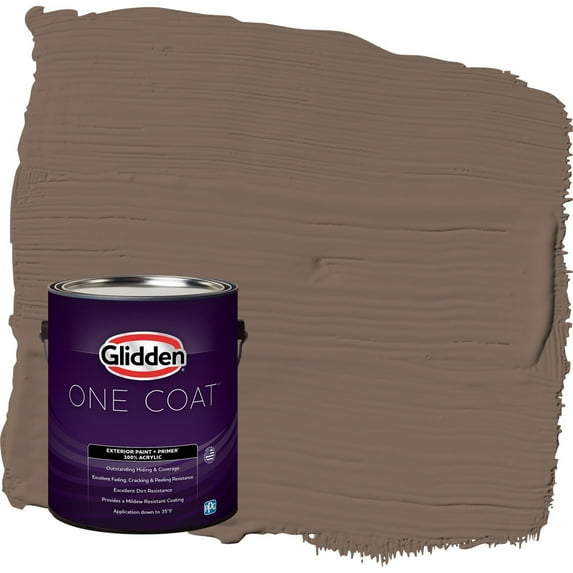 Glidden One Coat Warrior / Brown Semi-Gloss Exterior Paint with Primer, 1 Gallon