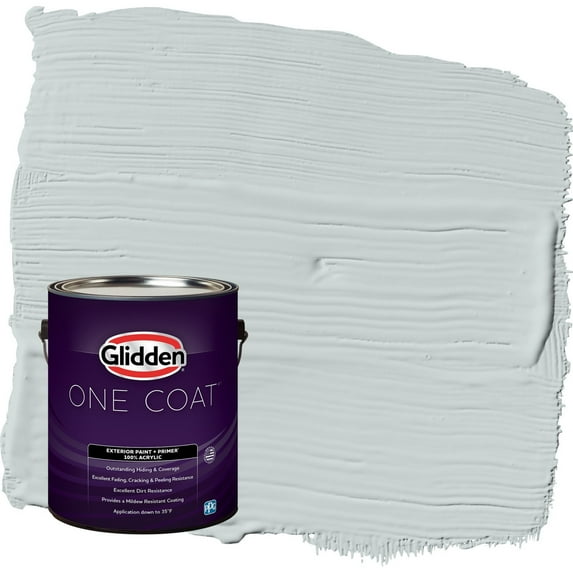 Glidden One Coat Winter Chill / Gray Semi-Gloss Exterior Paint with Primer, 1 Gallon