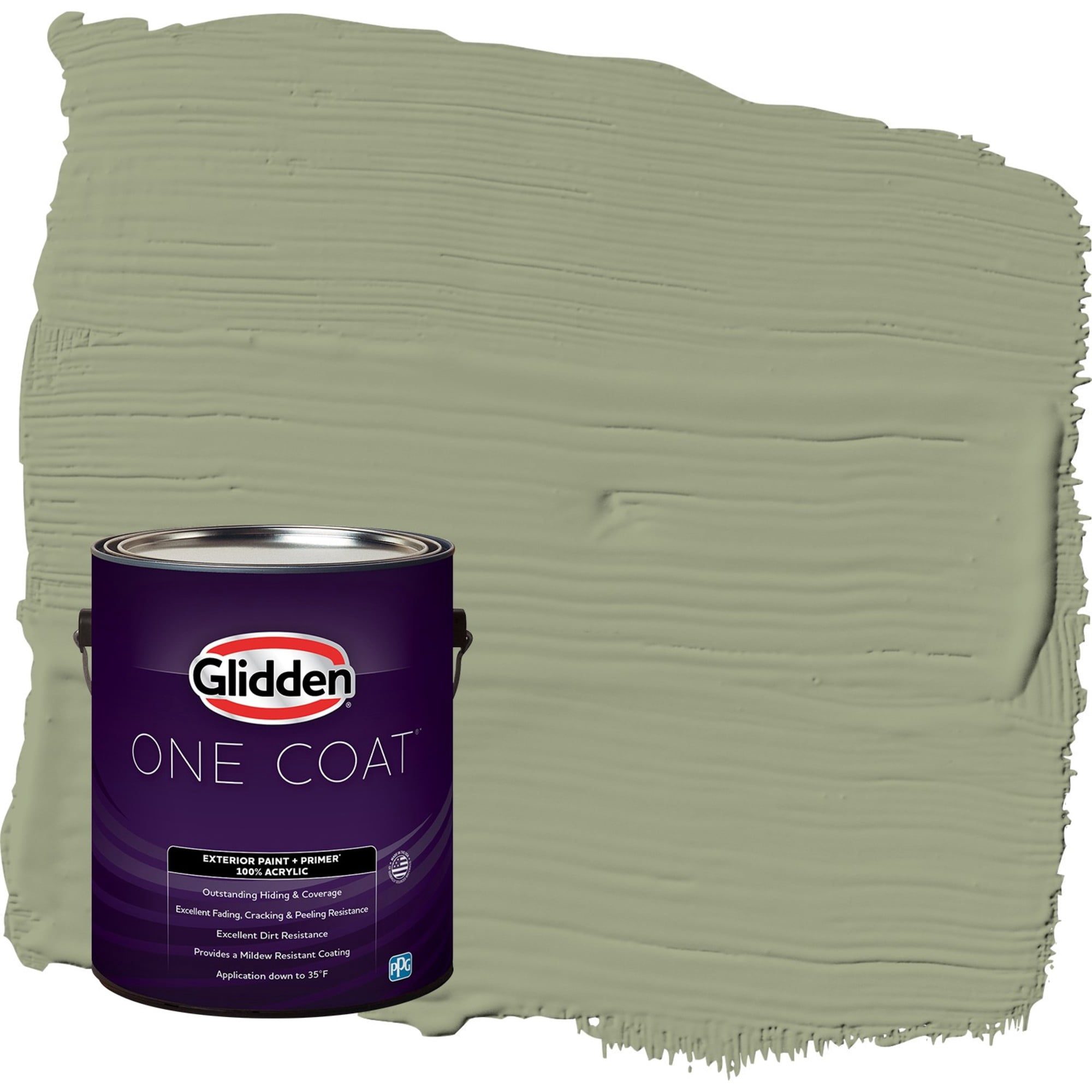 Glidden One Coat Zebra Grass / Green Semi-Gloss Exterior Paint with Primer, 1 Gallon