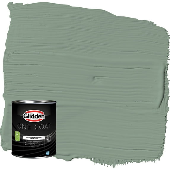 Glidden One Coat Birch Forest / Green Semi-Gloss Interior Paint with Primer, 1 Quart