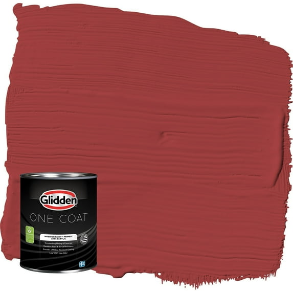 Glidden One Coat Blaze / Red Semi-Gloss Interior Paint with Primer, 1 Quart