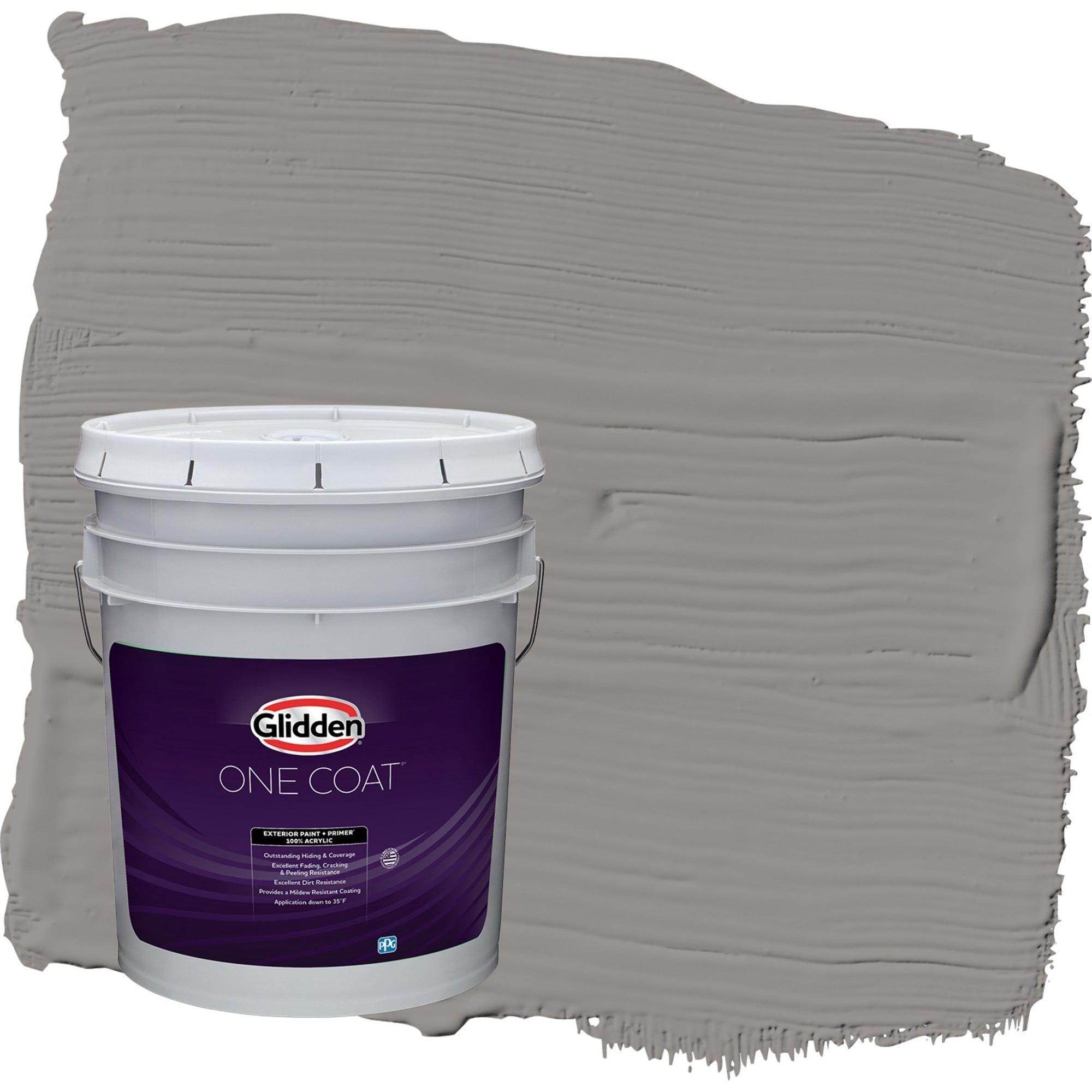 Glidden One Coat Antique Silver / Grey Semi-Gloss Exterior Paint with Primer, 5 Gallon