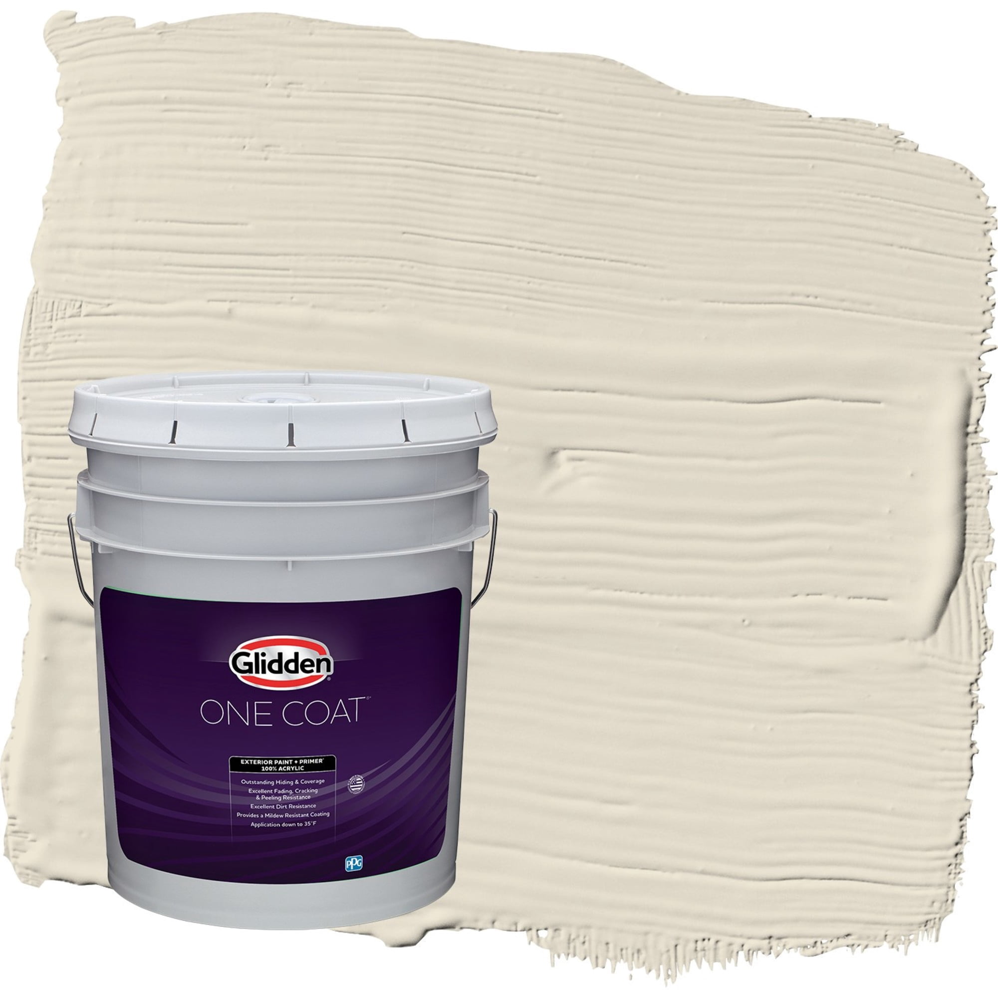 Glidden One Coat Antique White / Off White Semi-Gloss Exterior Paint with Primer, 5 Gallon