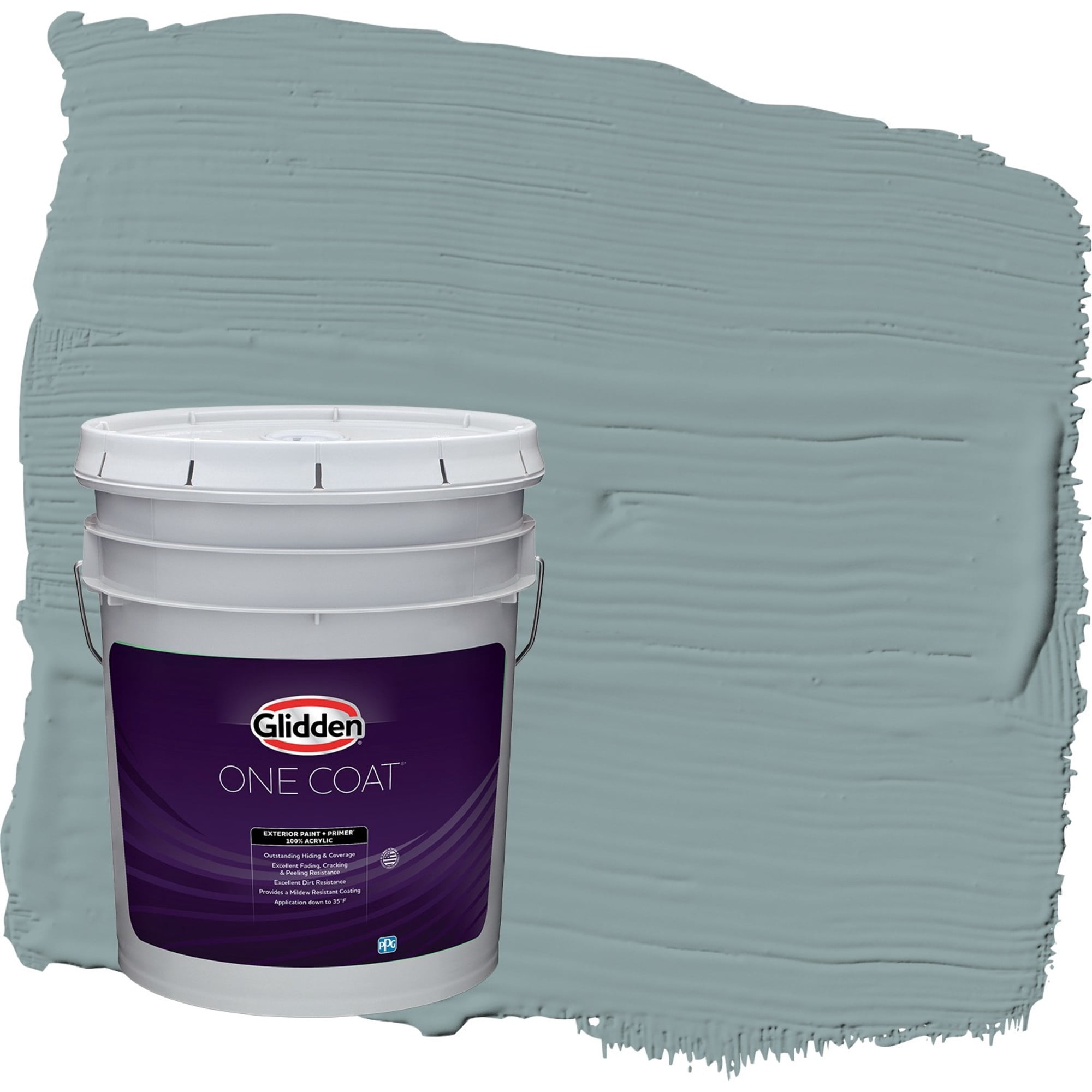 Glidden One Coat Aqua Smoke / Blue Semi-Gloss Exterior Paint with Primer, 5 Gallon