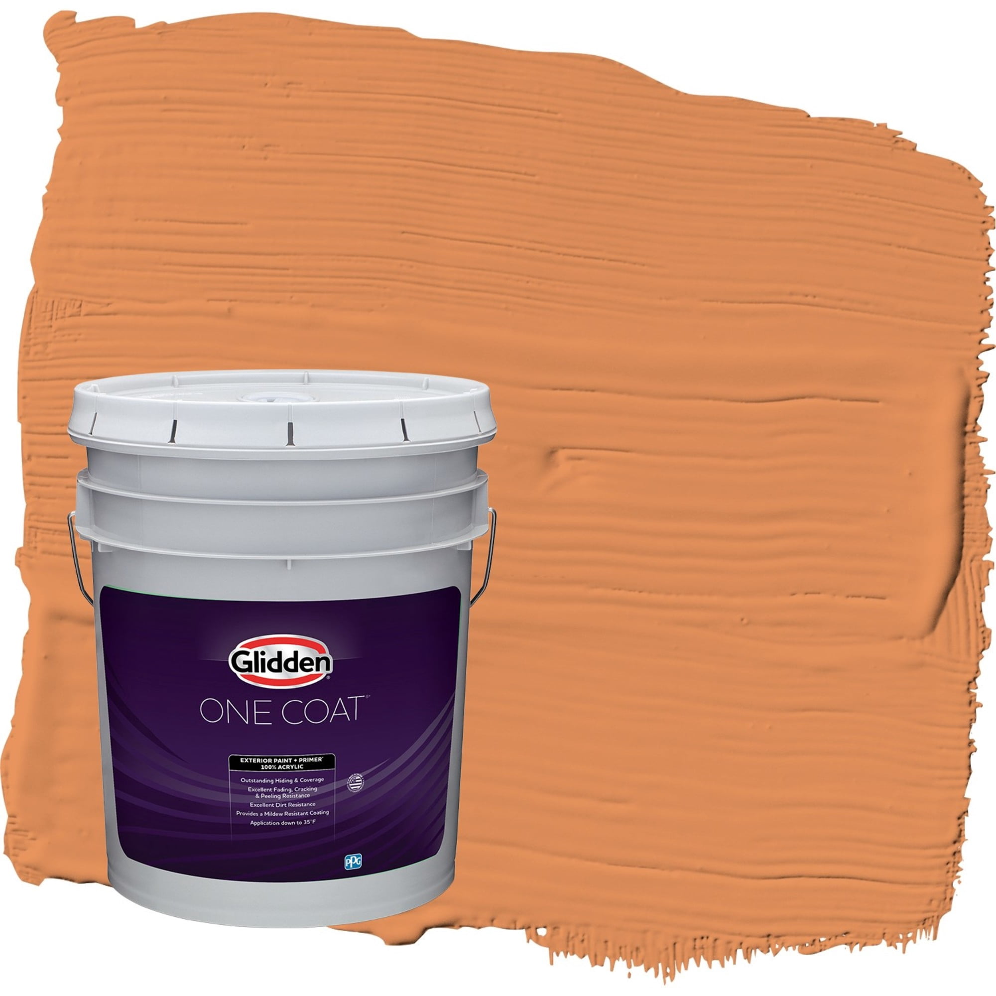 Glidden One Coat Carrot Cake / Orange Semi-Gloss Exterior Paint with Primer, 5 Gallon