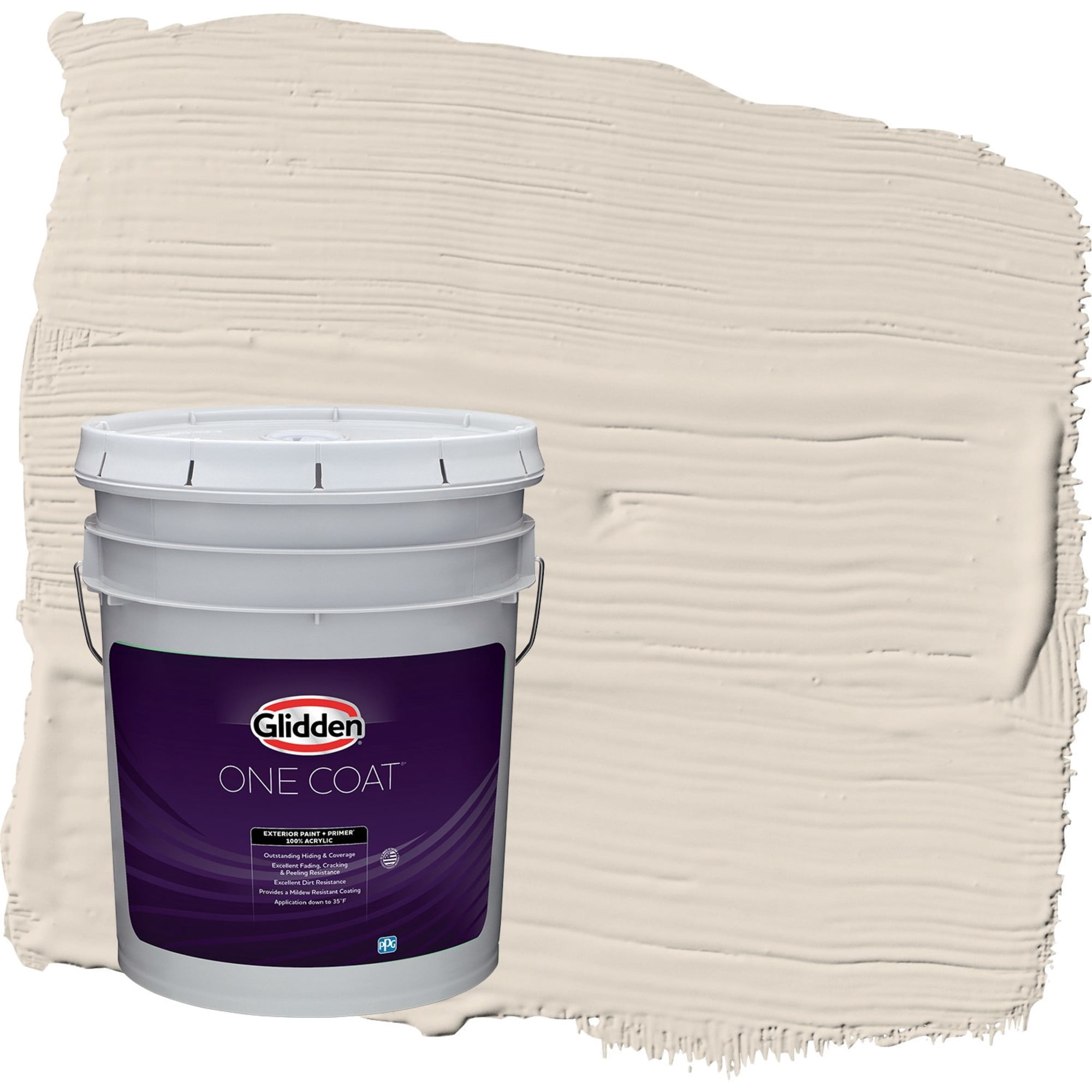 Glidden One Coat Casual Elegance / Beige Semi-Gloss Exterior Paint with Primer, 5 Gallon