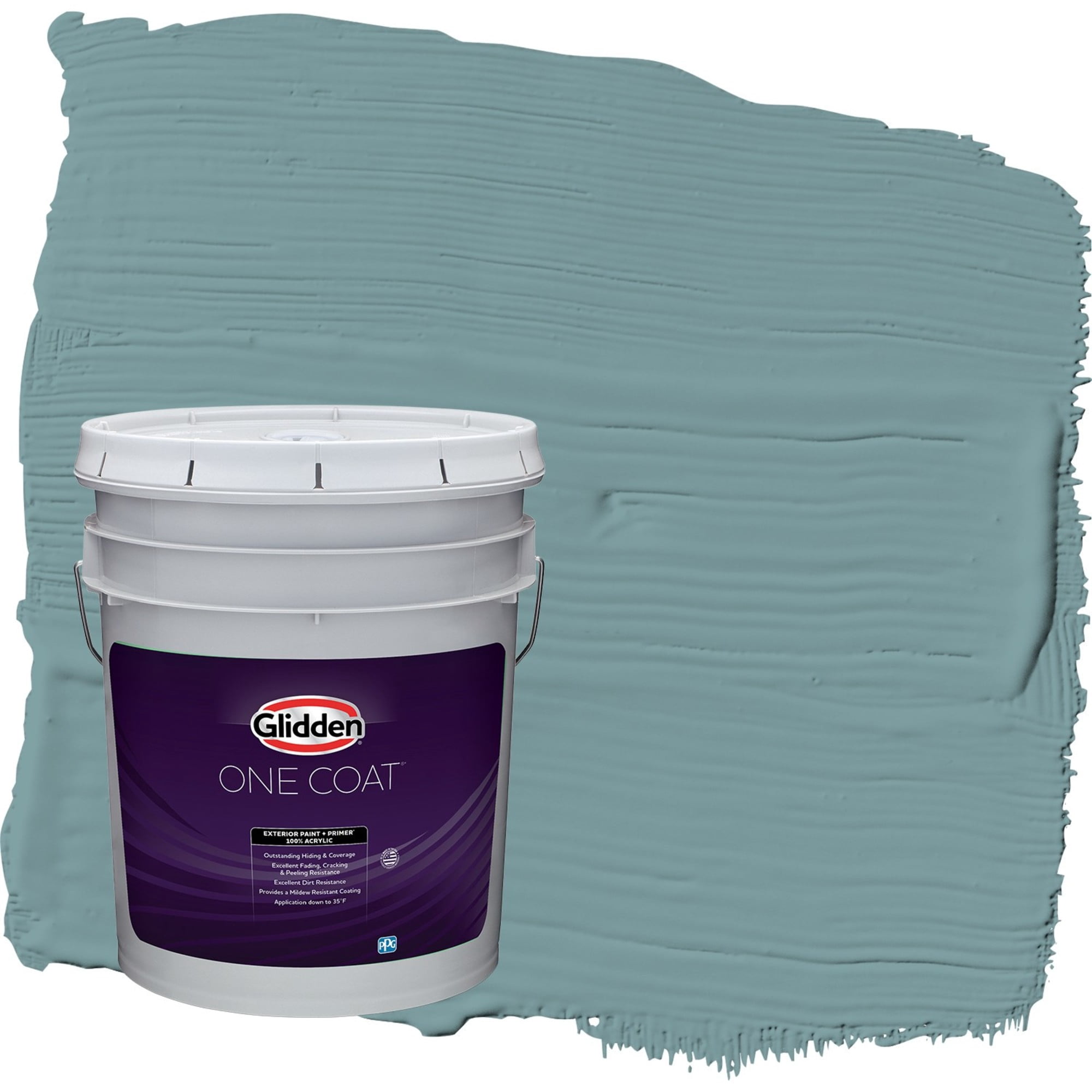 Glidden One Coat Cathedral Glass / Aqua Semi-Gloss Exterior Paint with Primer, 5 Gallon