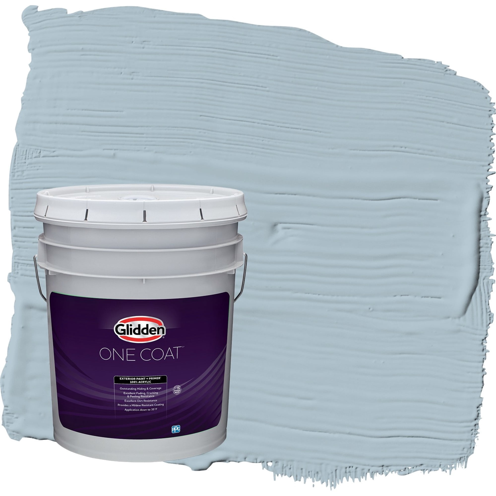 Glidden One Coat Chambray / Blue Semi-Gloss Exterior Paint with Primer, 5 Gallon