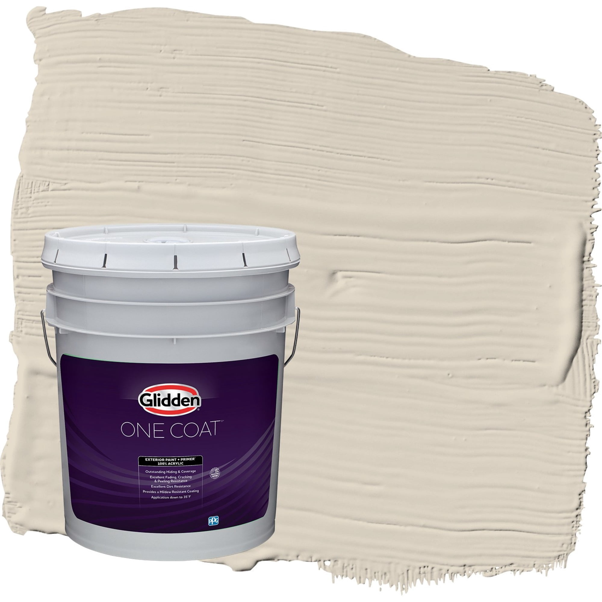Glidden One Coat Cool Concrete / Beige Semi-Gloss Exterior Paint with Primer, 5 Gallon