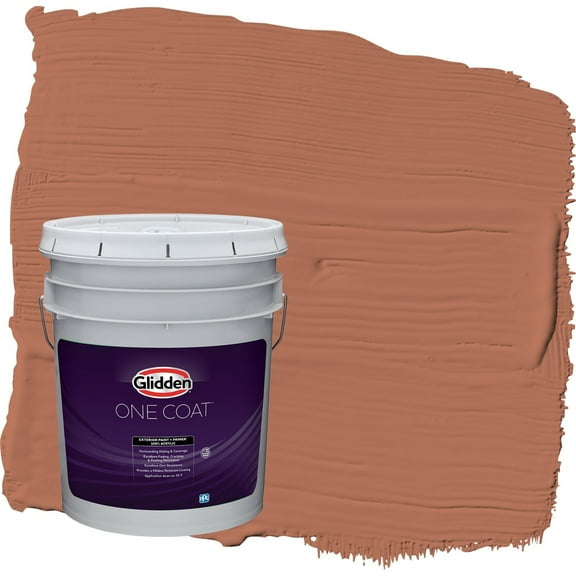 Glidden One Coat Copper Beech / Orange Semi-Gloss Exterior Paint with Primer, 5 Gallon