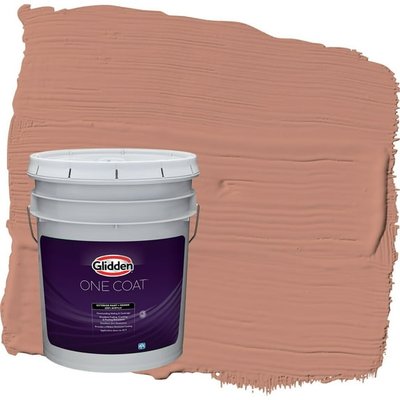 Glidden One Coat Copper Trail / Orange Semi-Gloss Exterior Paint with Primer, 5 Gallon