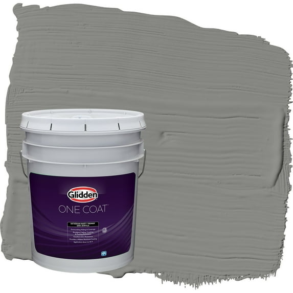 Glidden One Coat Downpour / Grey Semi-Gloss Exterior Paint with Primer, 5 Gallon