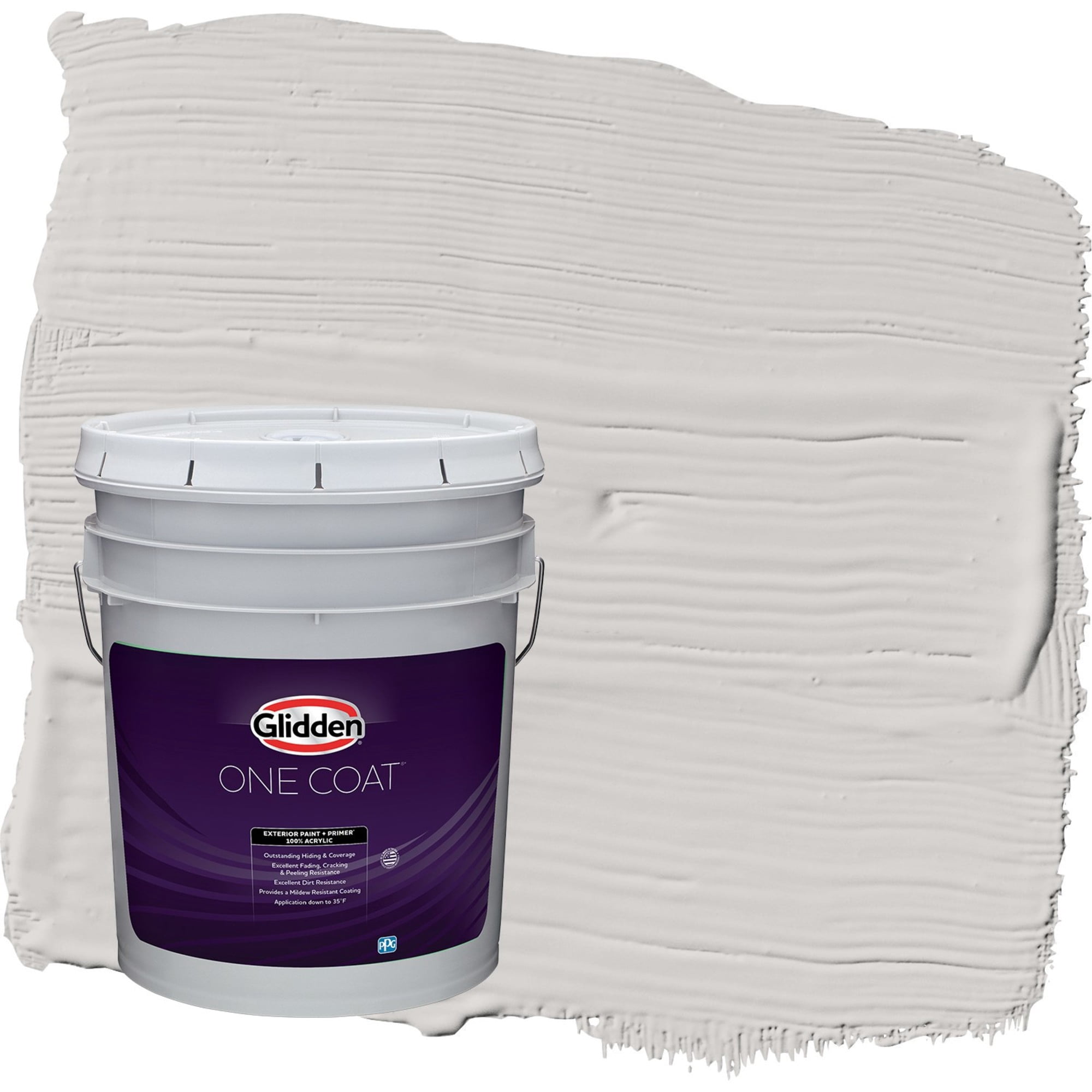 Glidden One Coat Elusion / Grey Semi-Gloss Exterior Paint with Primer, 5 Gallon