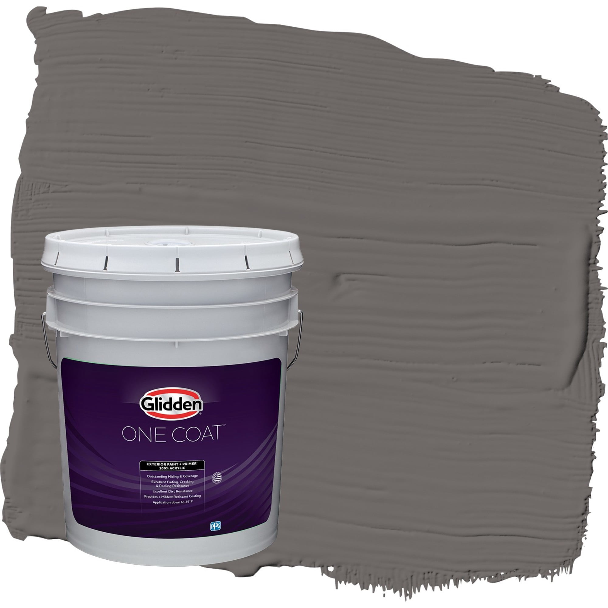 Glidden One Coat Gibraltar Gray / Grey Semi-Gloss Exterior Paint with Primer, 5 Gallon