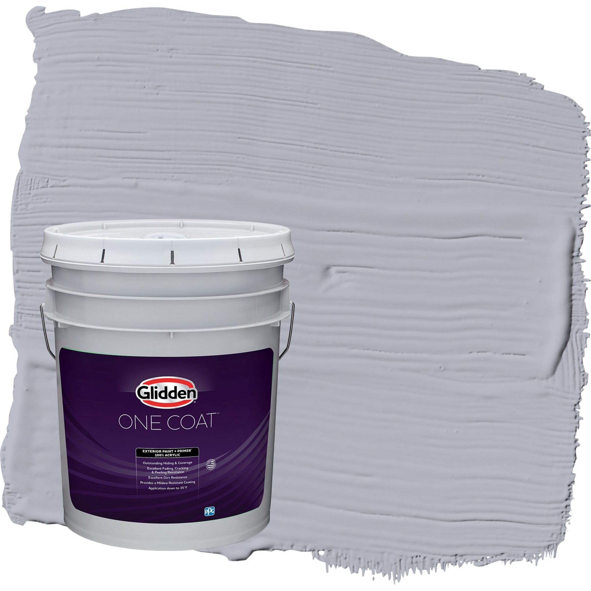Glidden One Coat Glistening Gray / Grey Semi-Gloss Exterior Paint with Primer, 5 Gallon