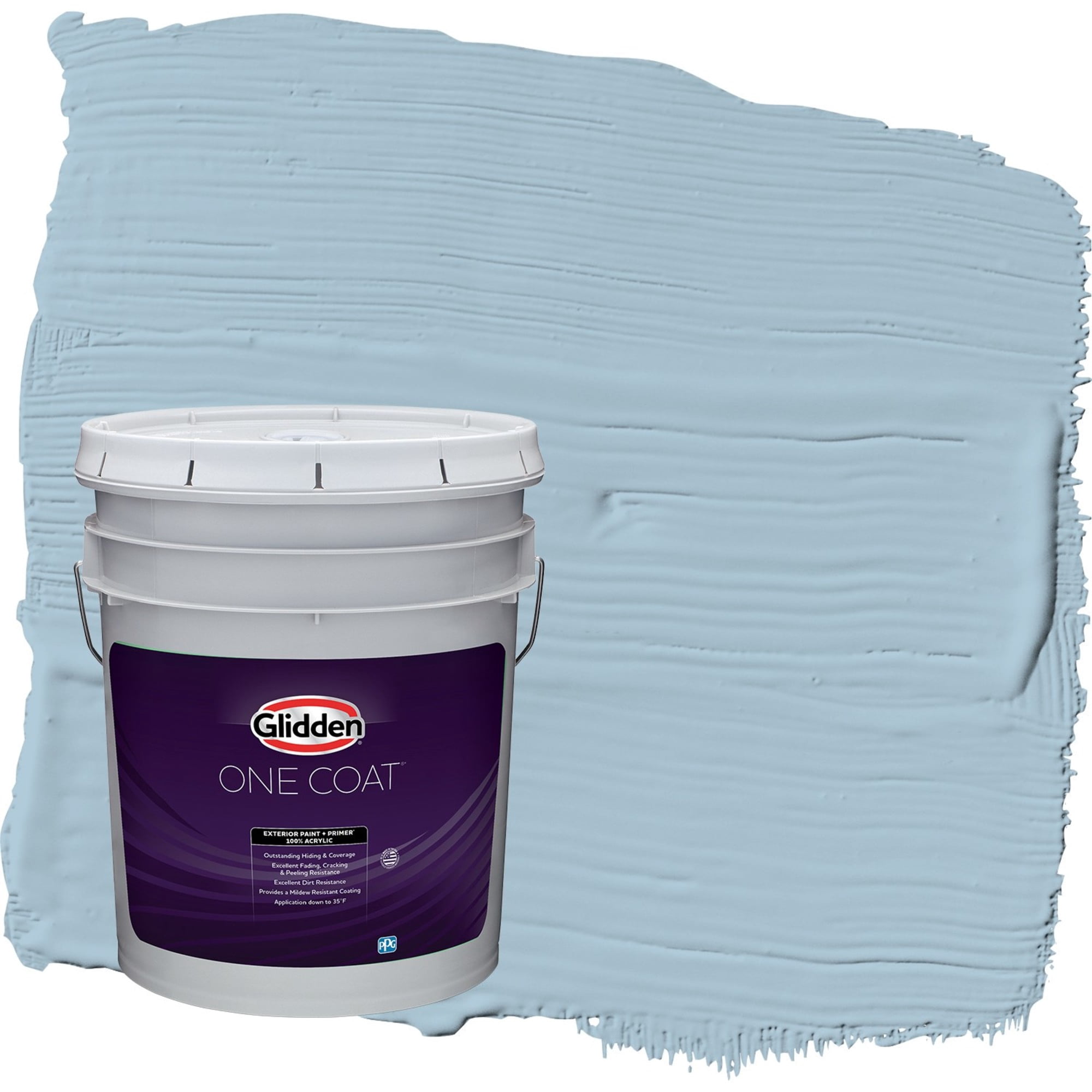 Glidden One Coat Graceful / Blue Semi-Gloss Exterior Paint with Primer, 5 Gallon