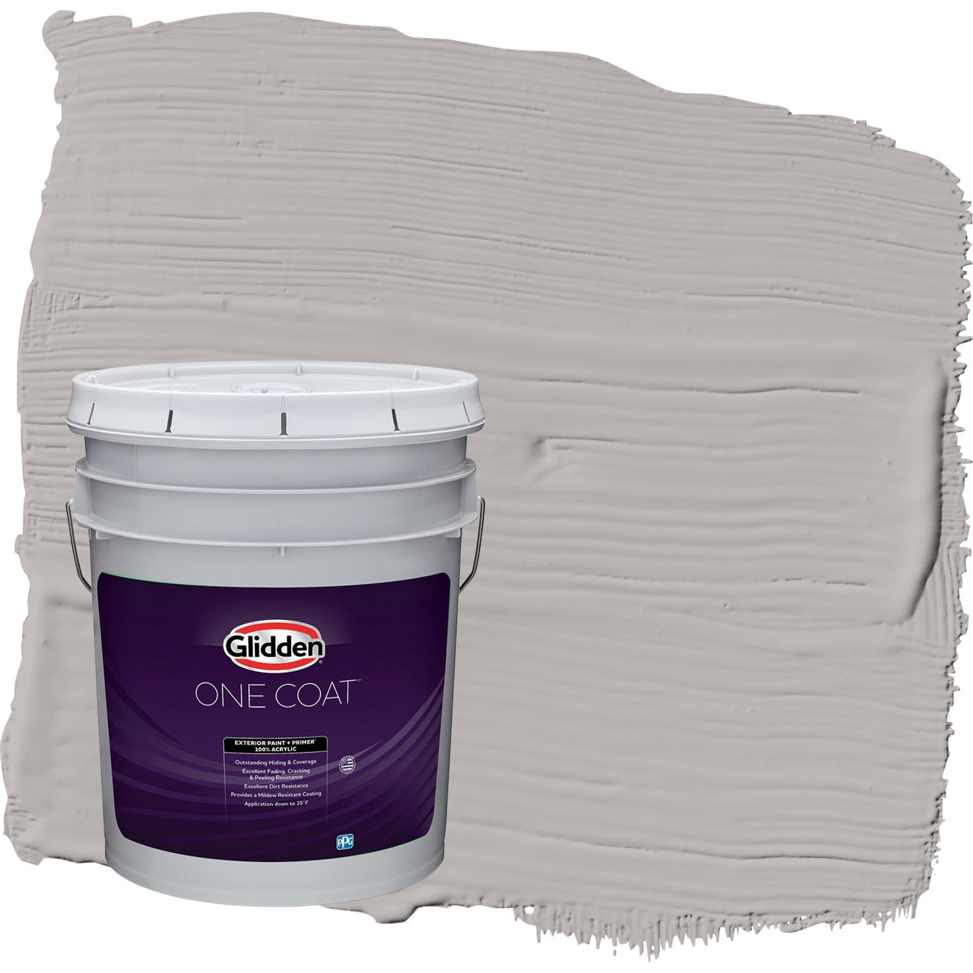Glidden One Coat Gray Marble / Grey Semi-Gloss Exterior Paint with Primer, 5 Gallon