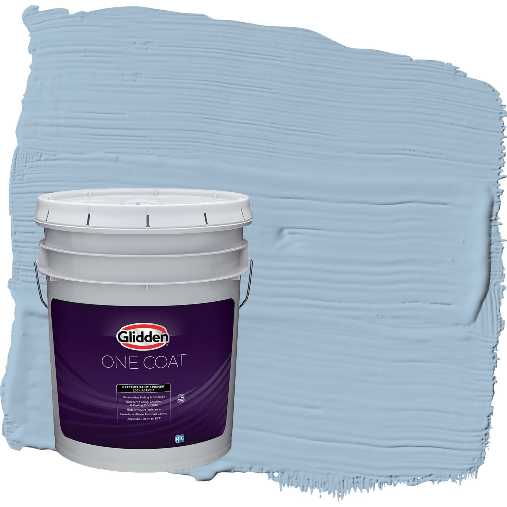 Glidden One Coat Heavenly Blue / Blue Semi-Gloss Exterior Paint with Primer, 5 Gallon