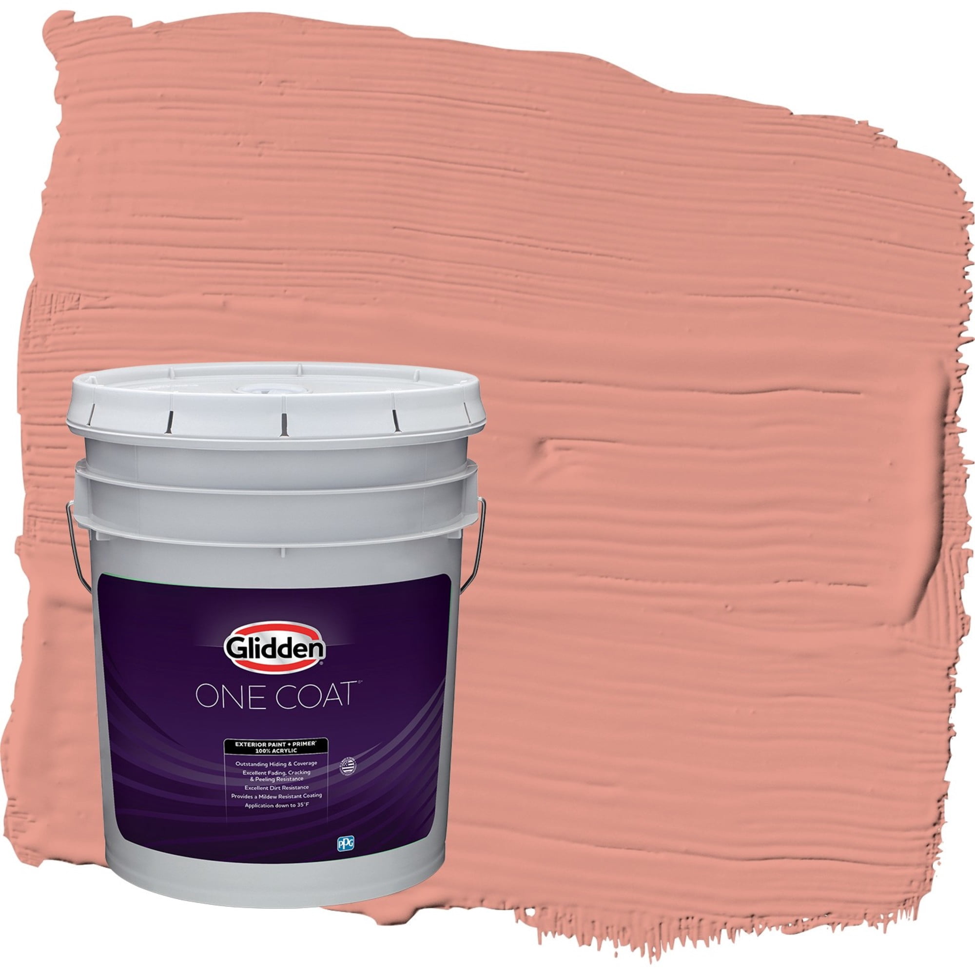 Glidden One Coat Holland Tile / Red Semi-Gloss Exterior Paint with Primer, 5 Gallon