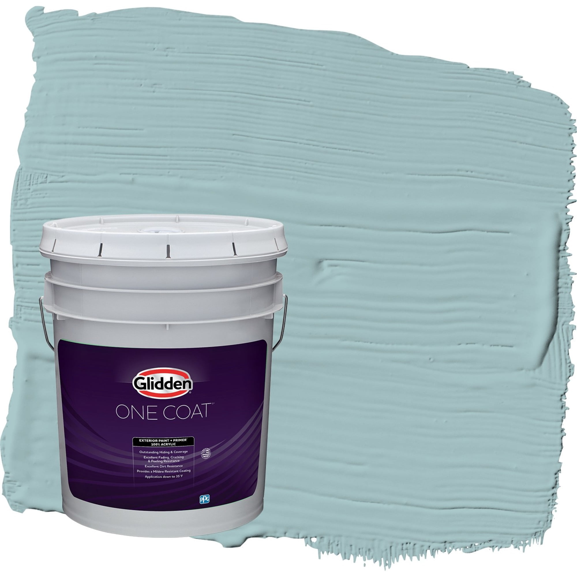 Glidden One Coat Lazy River / Blue Semi-Gloss Exterior Paint with Primer, 5 Gallon
