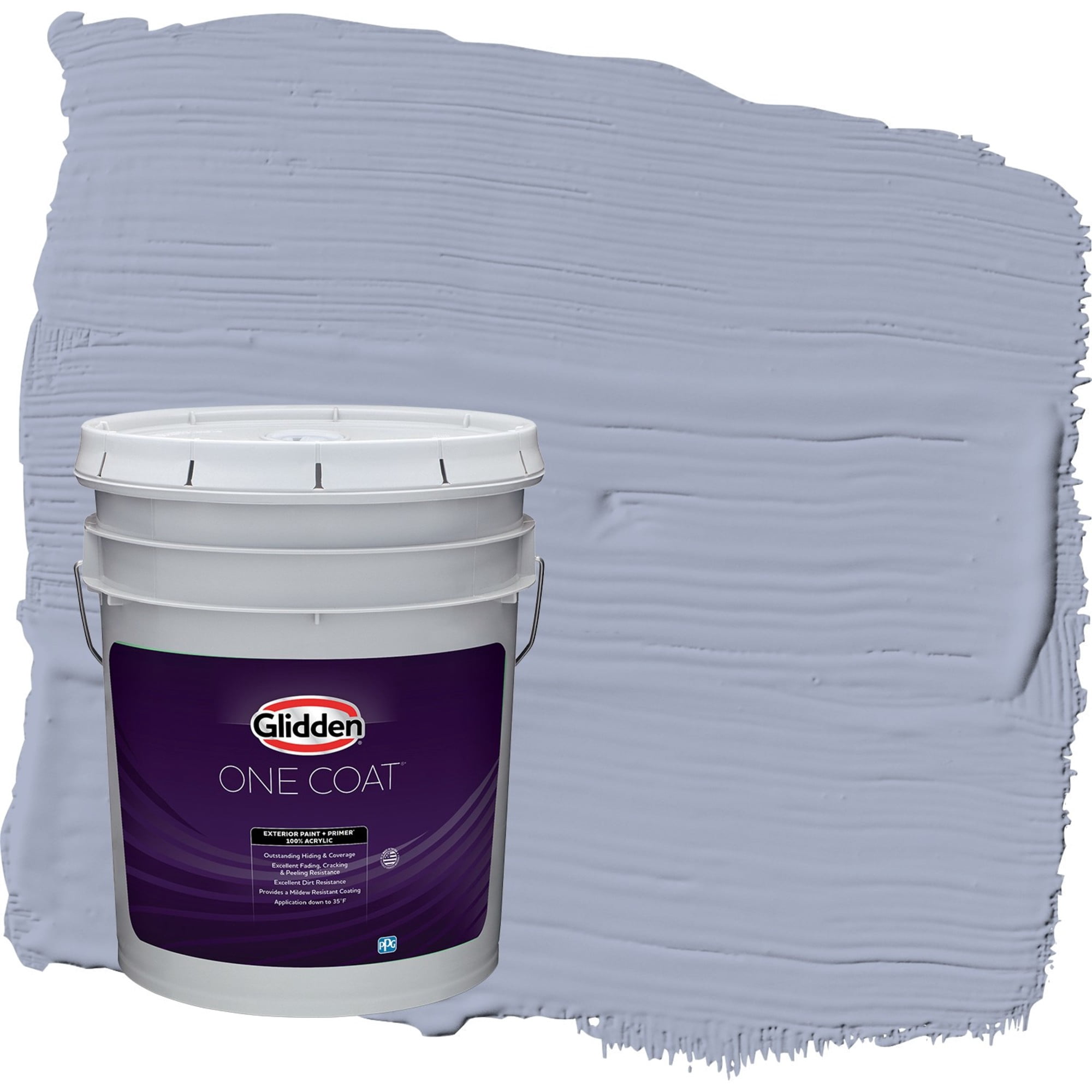 Glidden One Coat Lilac Time / Purple Semi-Gloss Exterior Paint with Primer, 5 Gallon